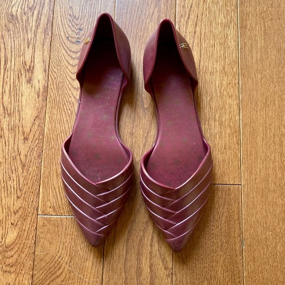 Melissa pointy-toe flats in wine, size 38 - Picture 1 of 6